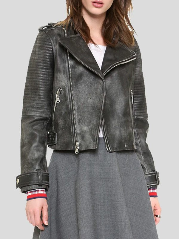 Women's Quilted Black Vantage Leather Jacket
