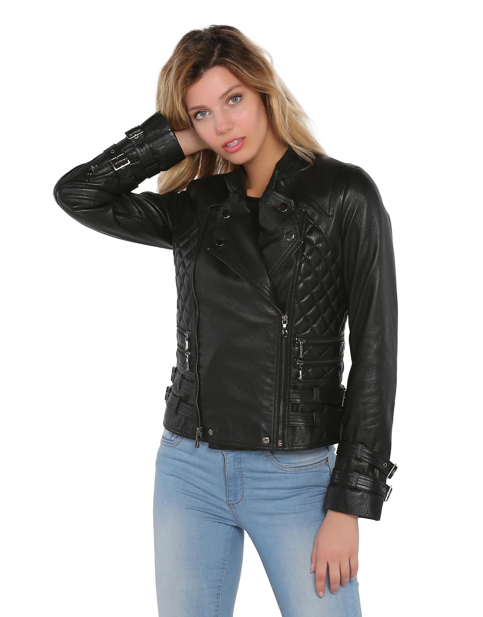 Woman's Biker Black Real Leather Jacket
