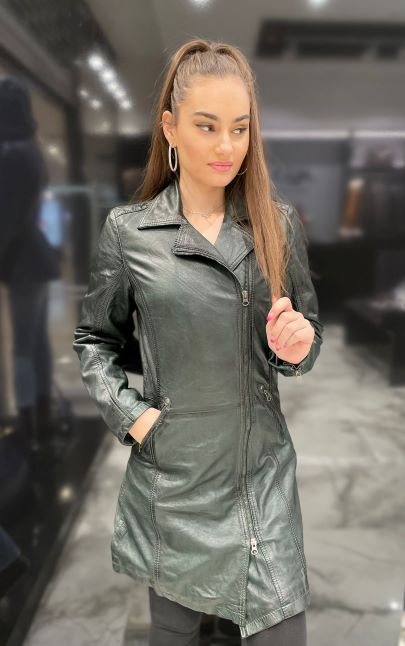 Women's Stylish Long Leather Coat