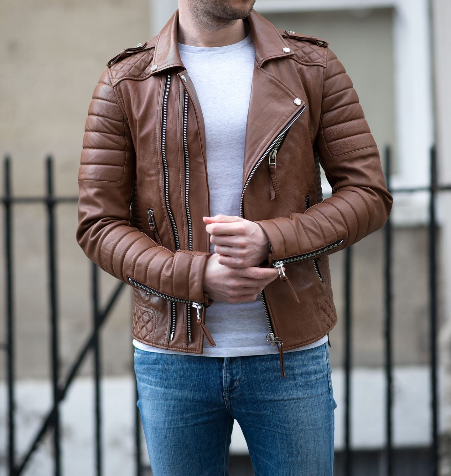 New Handmade Men’s Boda Skin Motorcycle Biker Black & Brown Real Leather Jacket