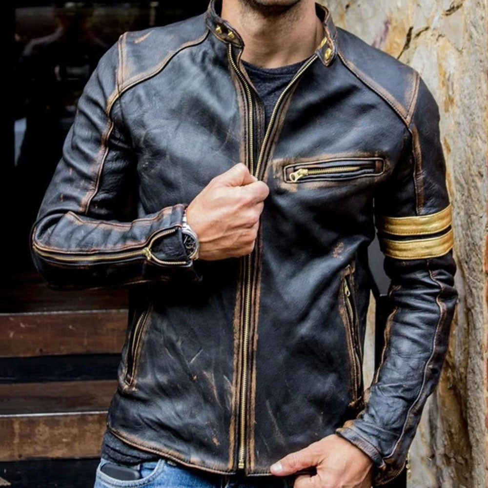 Retro 2.0 Cafe Racer Leather Jacket, Handmade Jacket