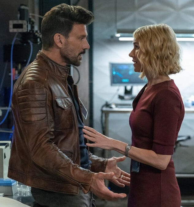 Boss Level Movie Frank Grillo Brown Leather Jacket