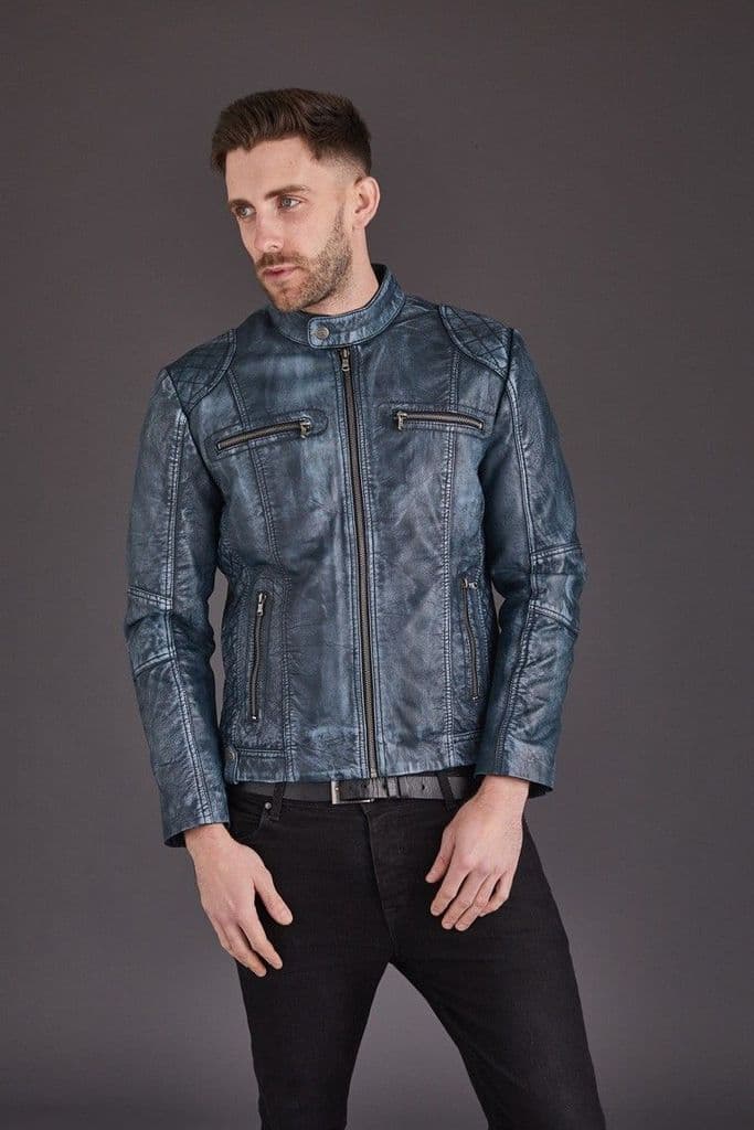 Men's Quilted Vintage Biker Style Premium Leather Jacket