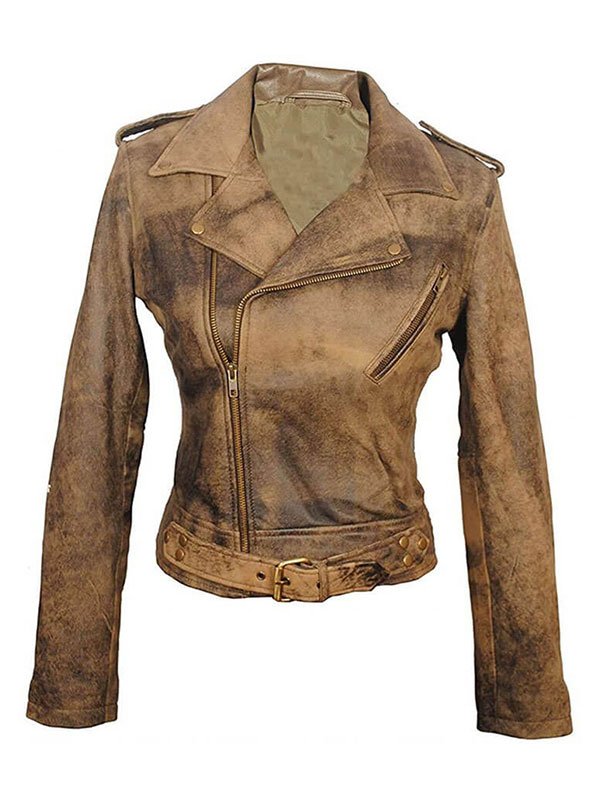 Women's Distressed Brown Vantage Leather Jacket