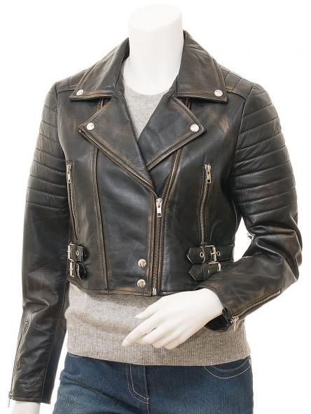 Women's Vintage Leather Biker Jacket