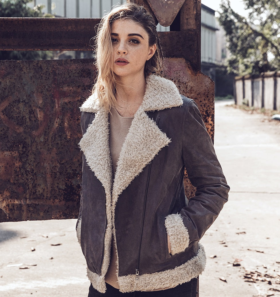 Womens Winter Fashion Fur Shearling Coat