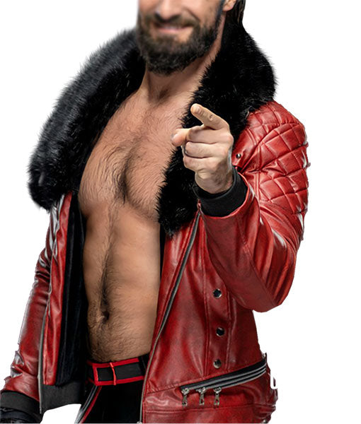 WWE Seth Rollins Shearl Coller Black Leather Jacket