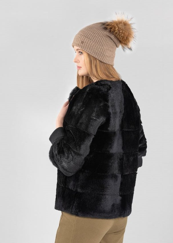 Womens Short Style Black Fur Coat