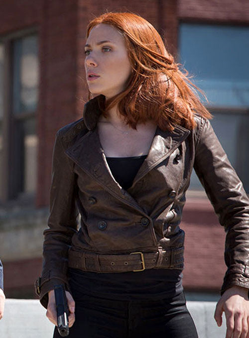 Scarlett Johansson The Winter Soldier Genuine Brown Leather Jacket