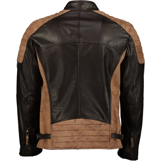 Men's Two Tone Brown Motorcycle Bomber Leather Jacket