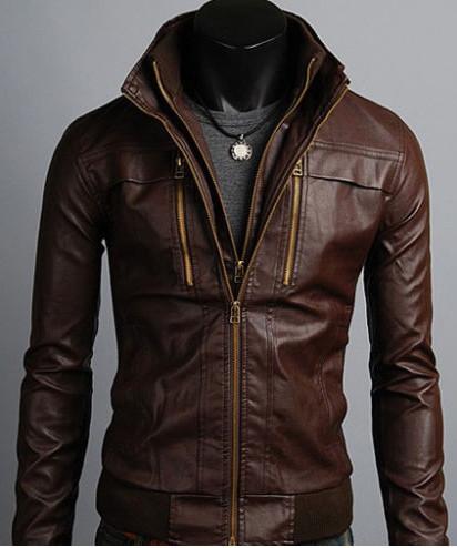 Men's  Casual Slim Fit 735 Biker Leather Jackets