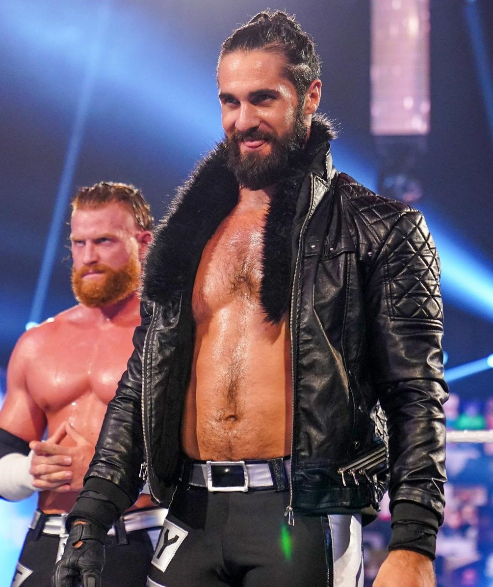 WWE Seth Rollins Shearl Coller Black Leather Jacket