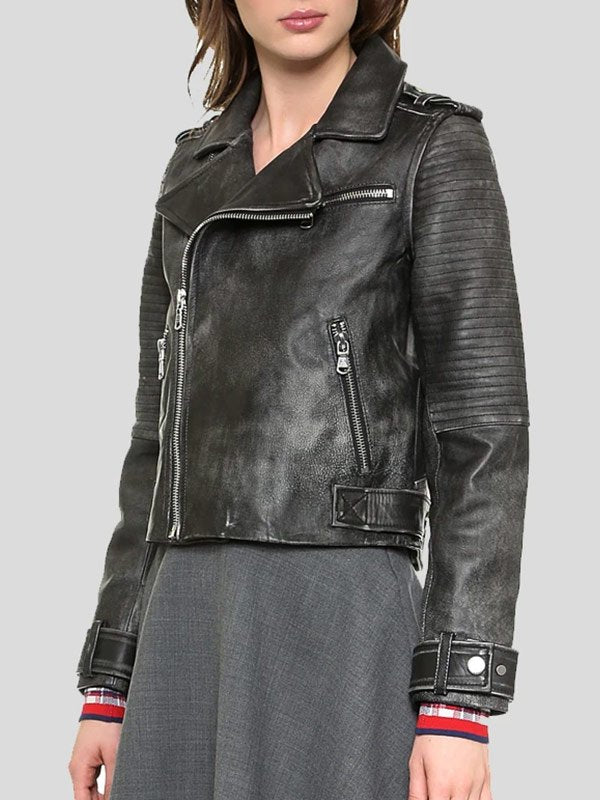 Women's Quilted Black Vantage Leather Jacket