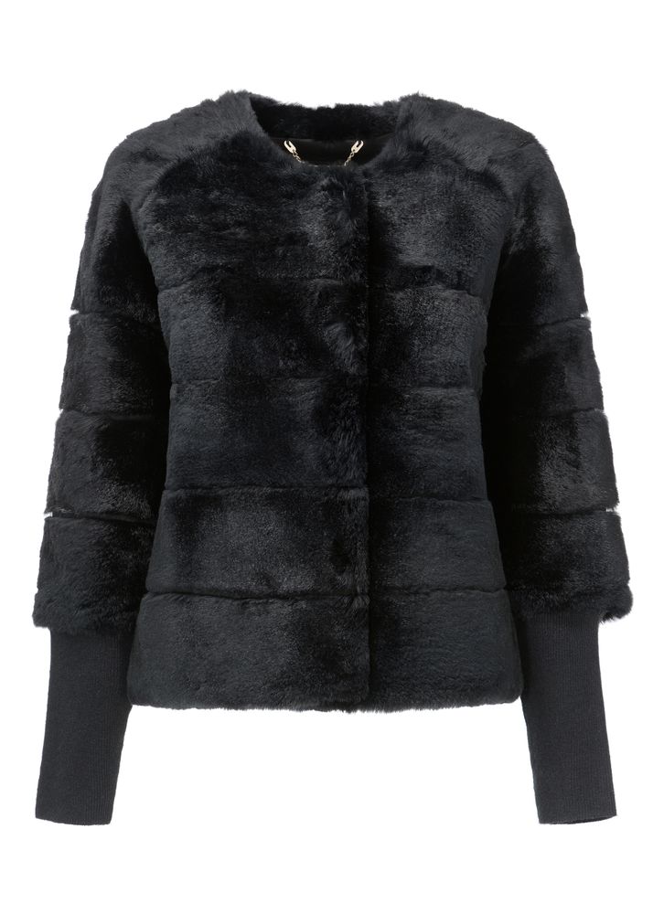 Womens Short Style Black Fur Coat