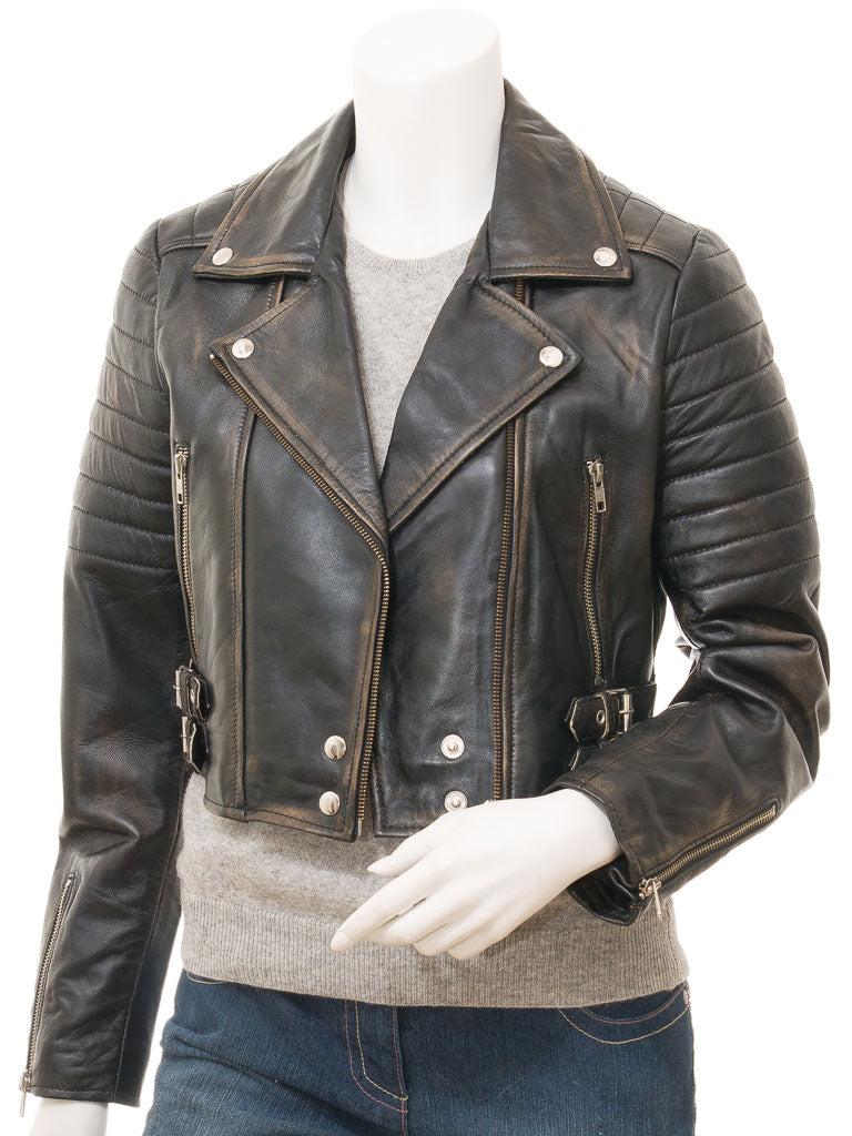 Women's Vintage Leather Biker Jacket