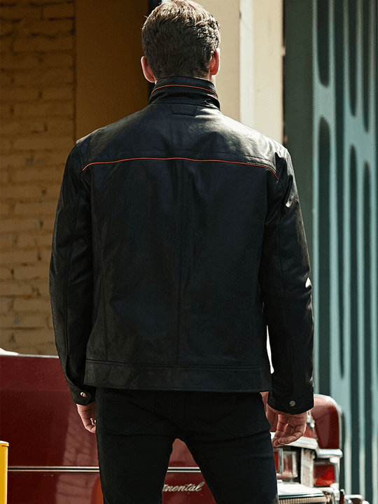 Men's Casual Vintage Black Leather Jacket