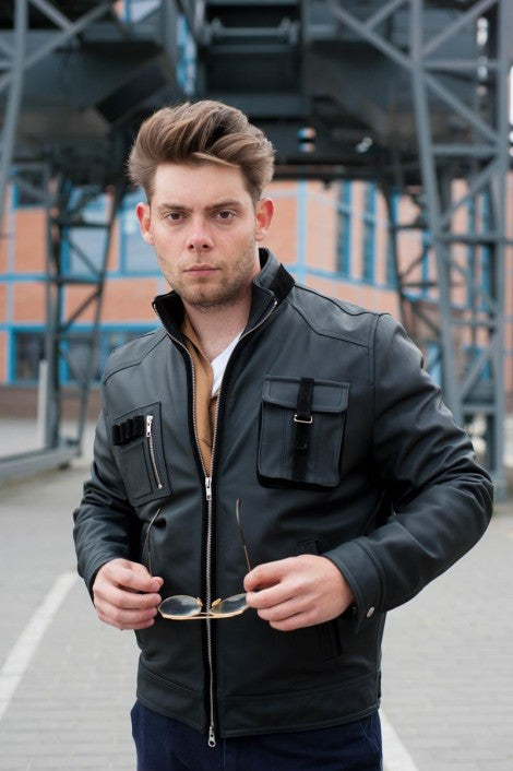 Men's Guardian Jacket with a stand-up collar and patch pockets