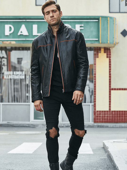 Men's Casual Vintage Black Leather Jacket