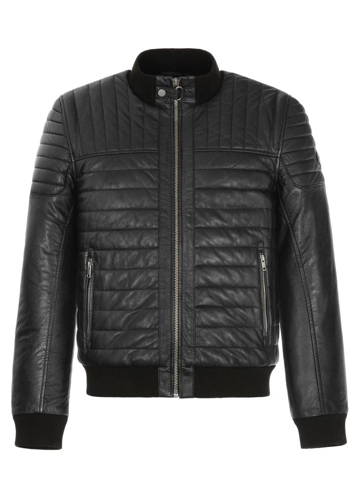WARM MEN'S WINTER JACKET IN THE LEATHER STYLE