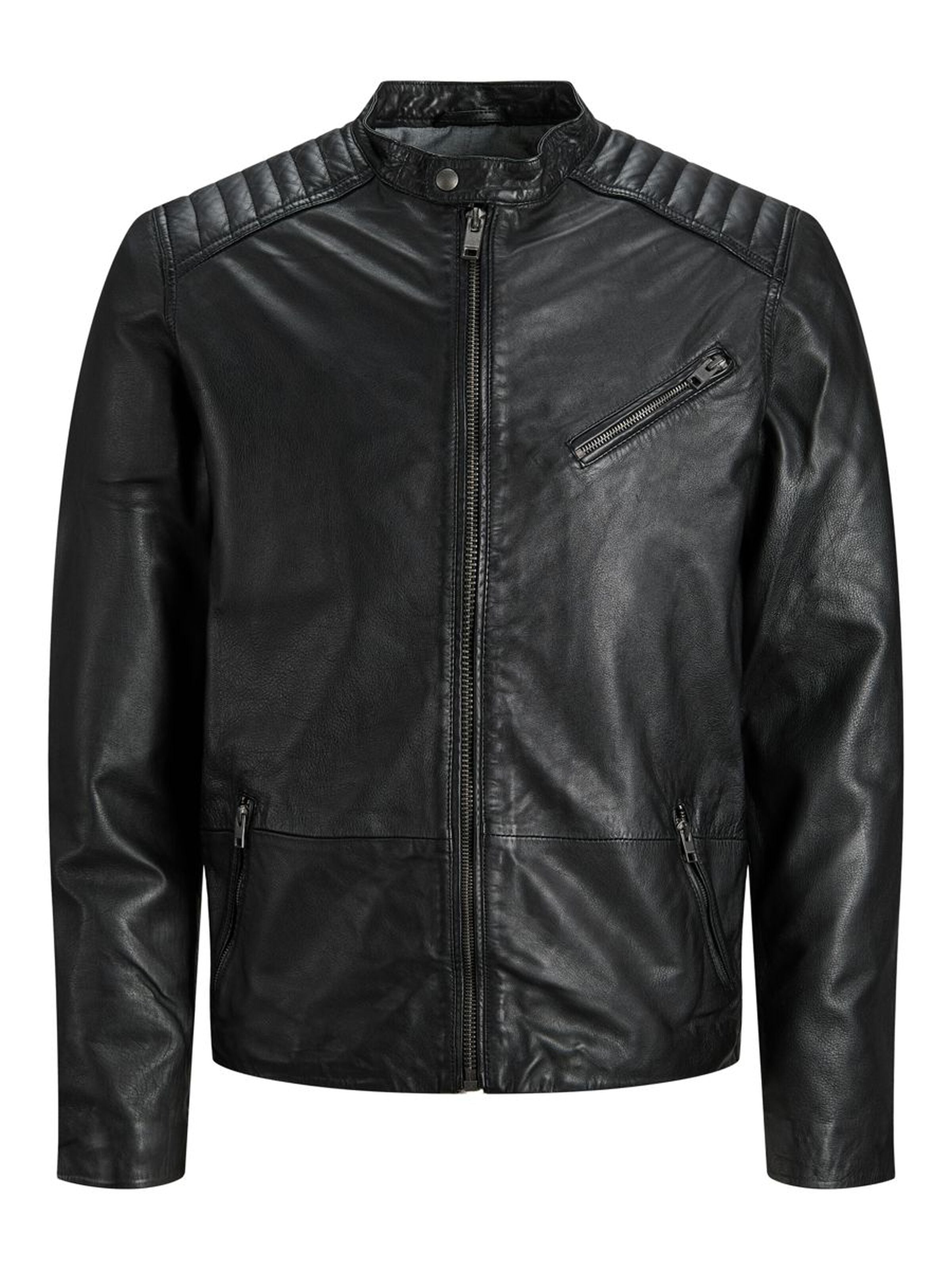Men's Classic Bomber Black Leather Jacket