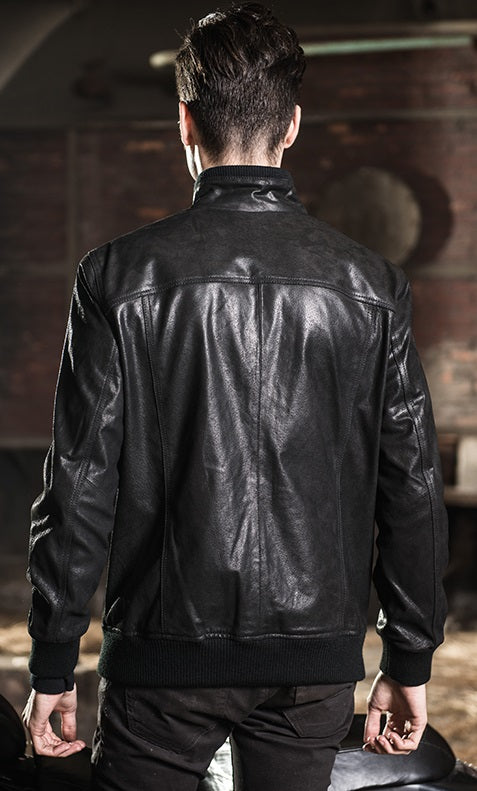 Party Style Mens Black Leather Biker Jacket