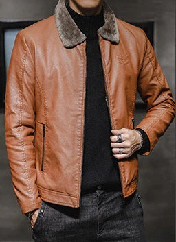 Fashion Mens Winter Thick Black & Brown Leather Jacket