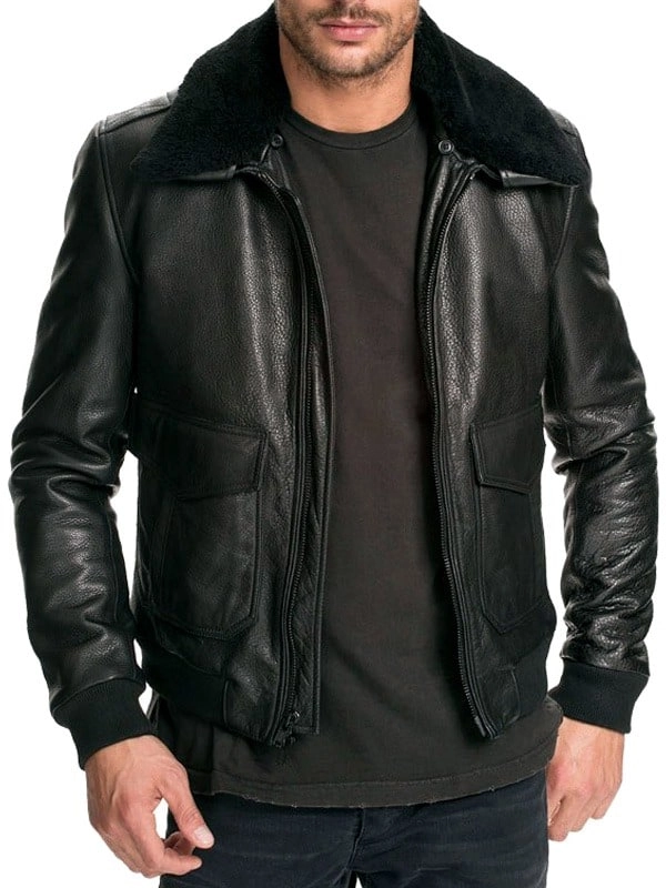 Air Force Leather Bomber Jacket Fur Collar