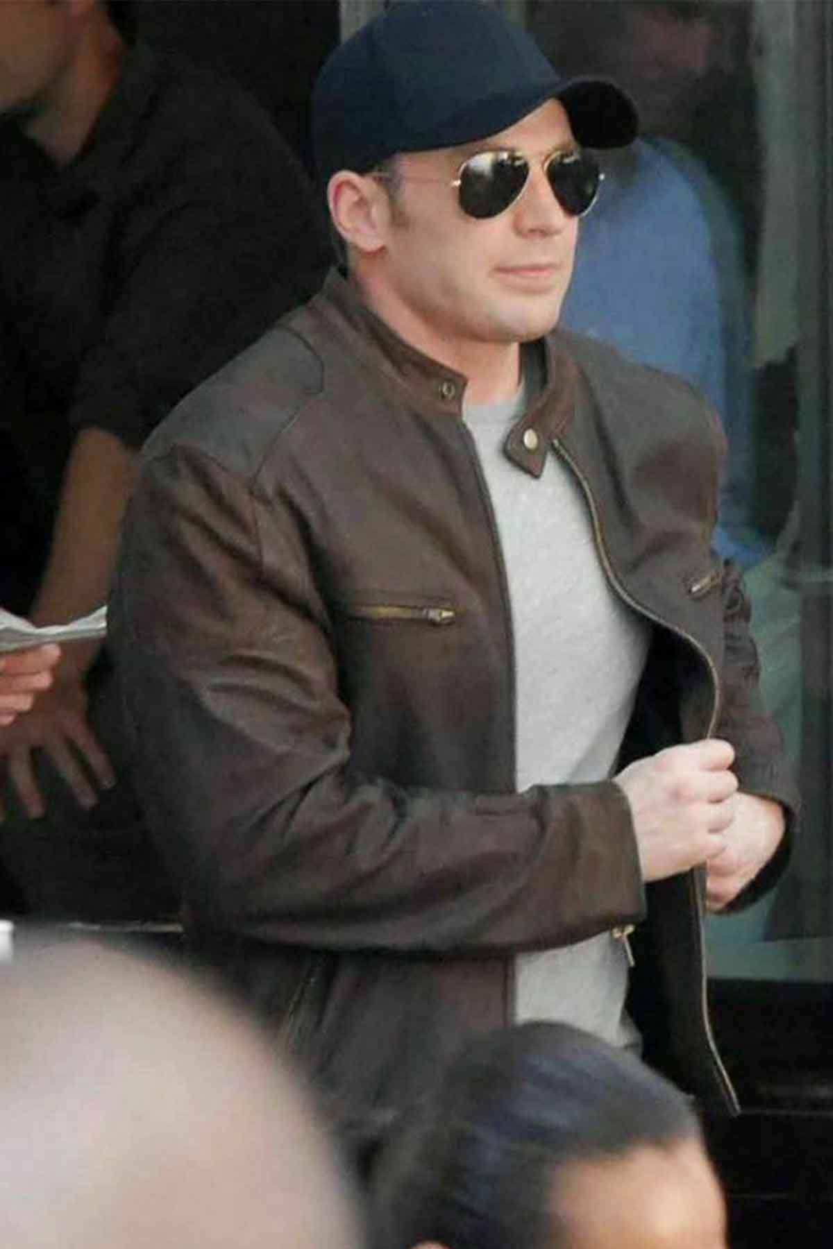 Captain America Costume Steve Rogers Brown Distressed Genuine Leather Jacket
