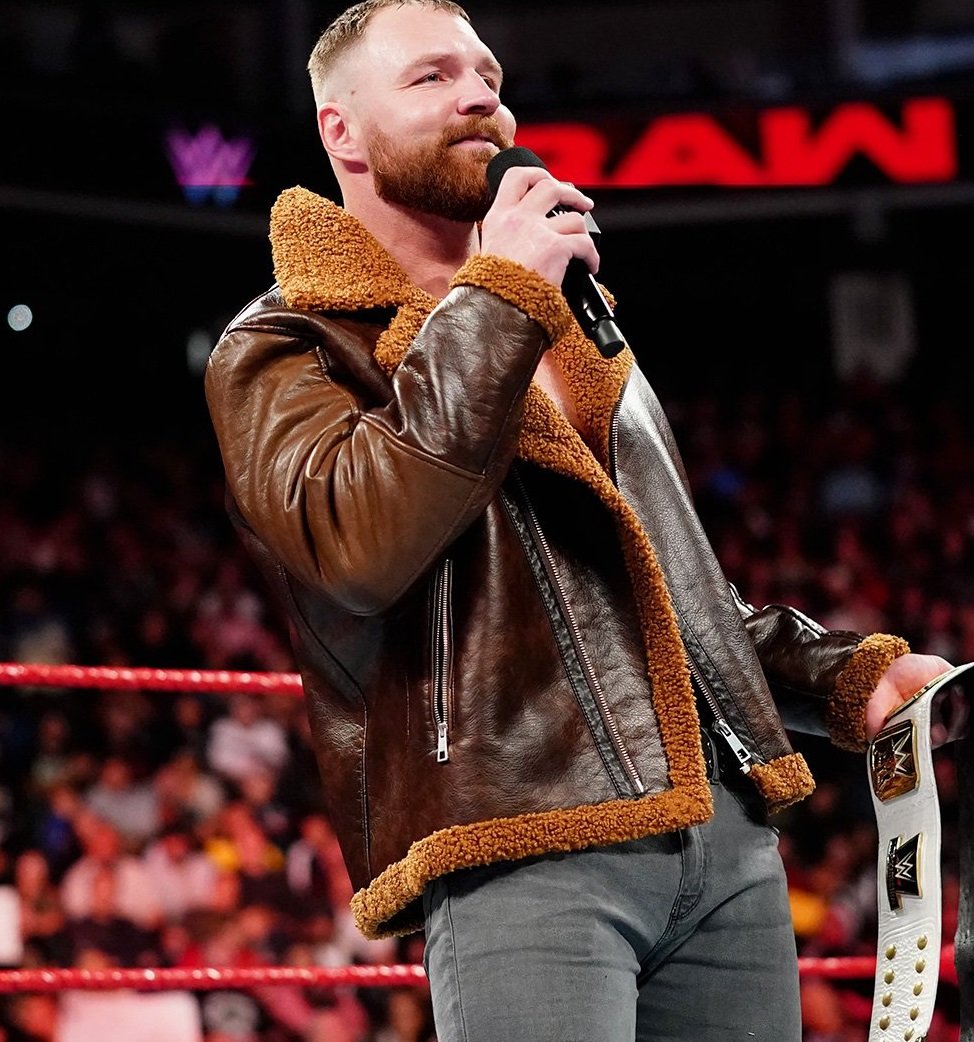 Dean Ambrose Brown Shearling Leather Jacket