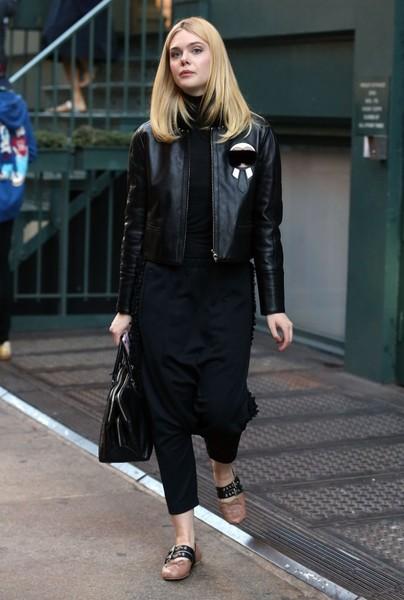 Elle Fanning Fur Black Leather Jacket – Fairlynx Inc