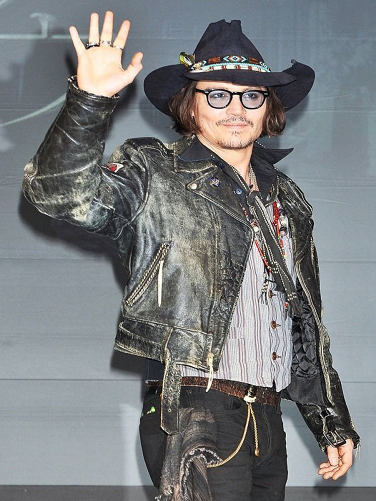Johnny Depp Distressed Black Leather Jacket