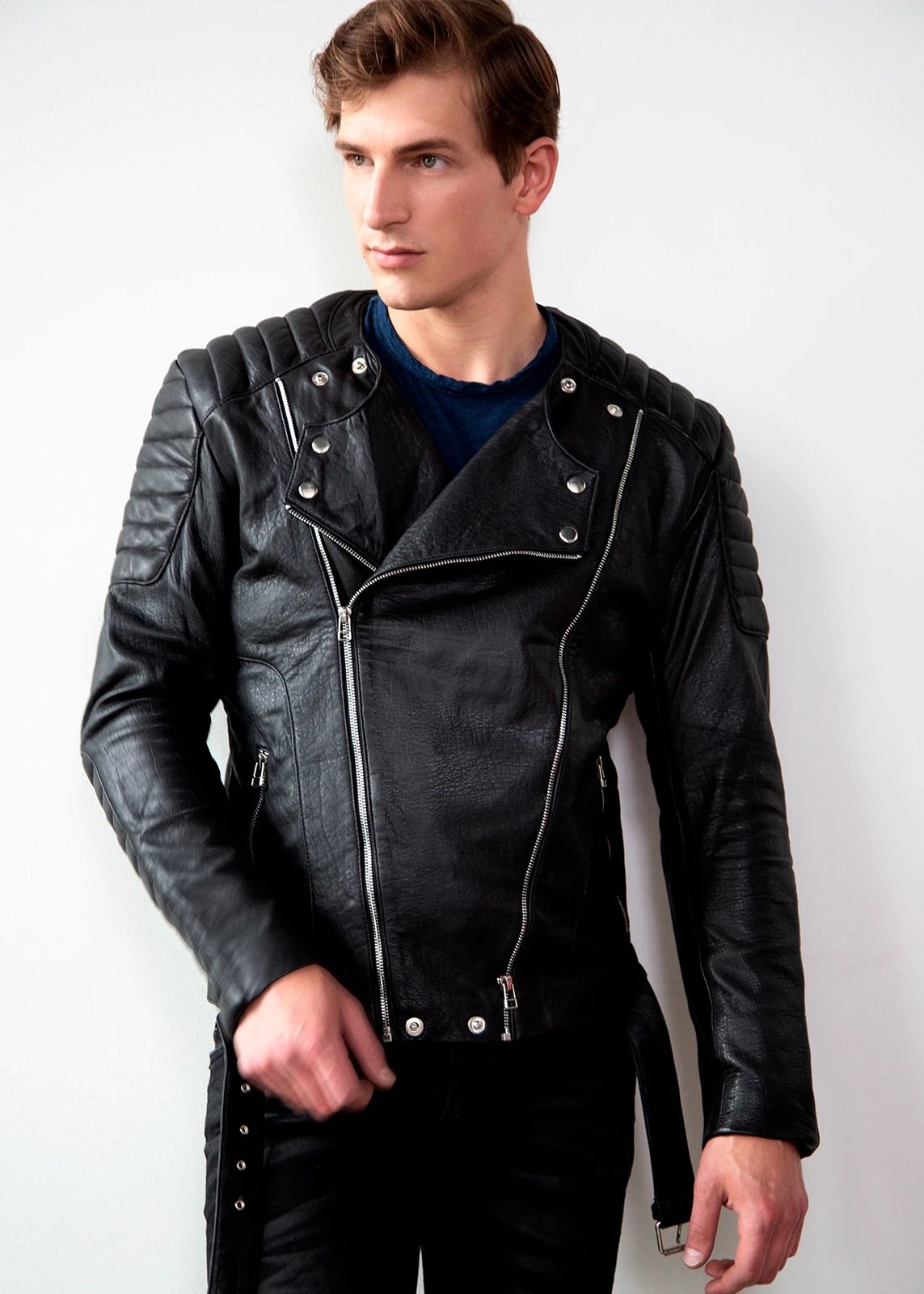 Mens Alternative Legacy Quilted Leather Motorcycle Jacket Black