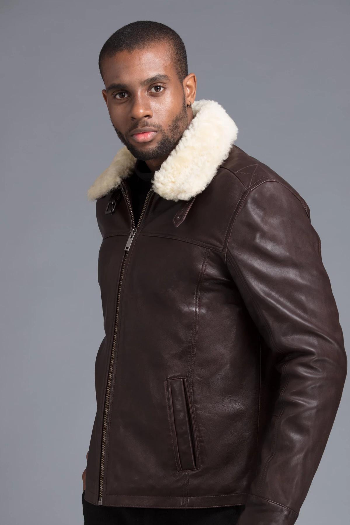 Chocolate Color Real Fur Eskimo Collar Jacket For Men