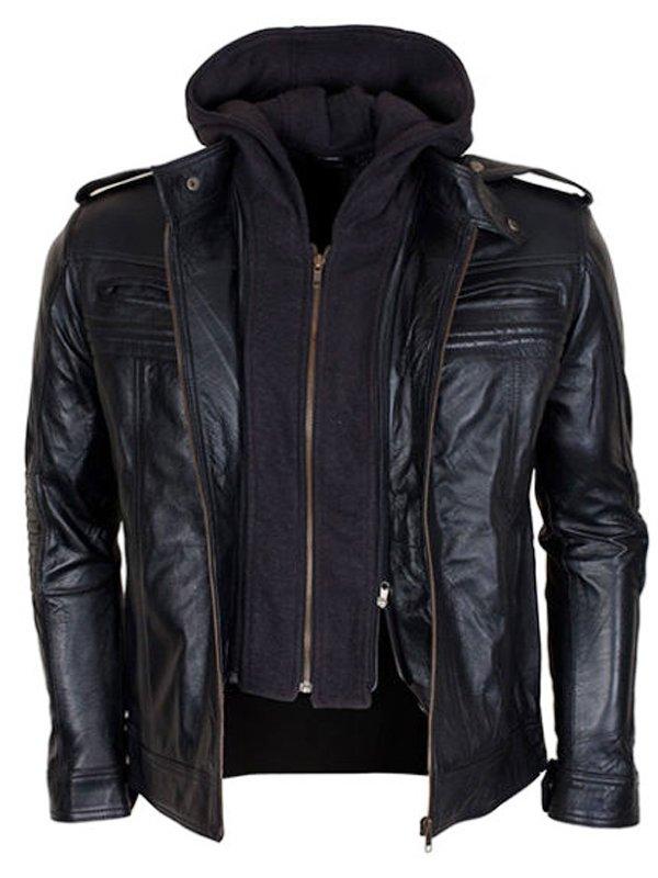 WWE Superstar AJ Style Hooded Leather Jacket