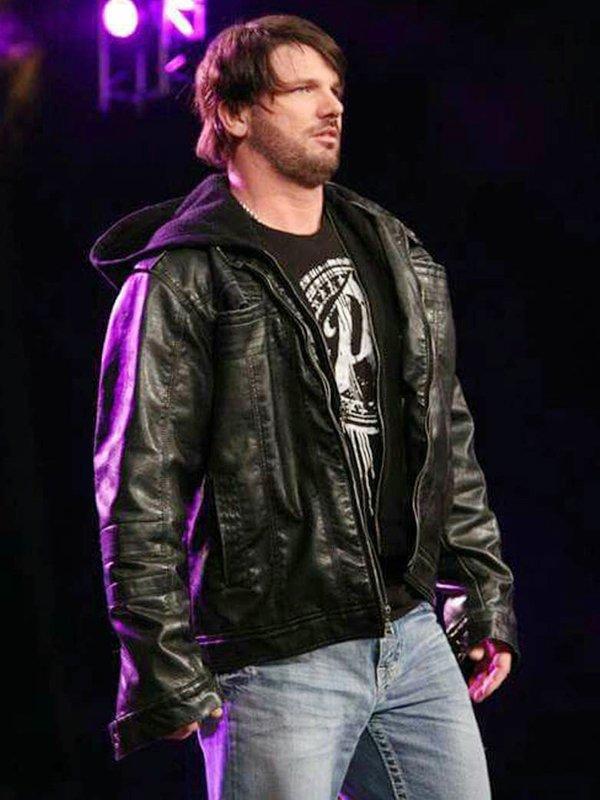 WWE Superstar AJ Style Hooded Leather Jacket