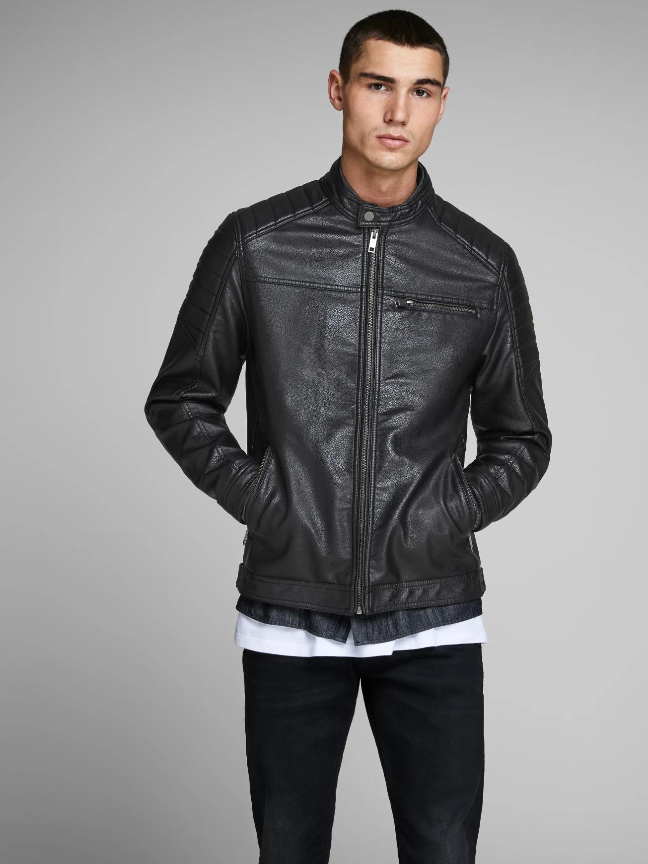 Slim Fit Bomber Leather Jacket