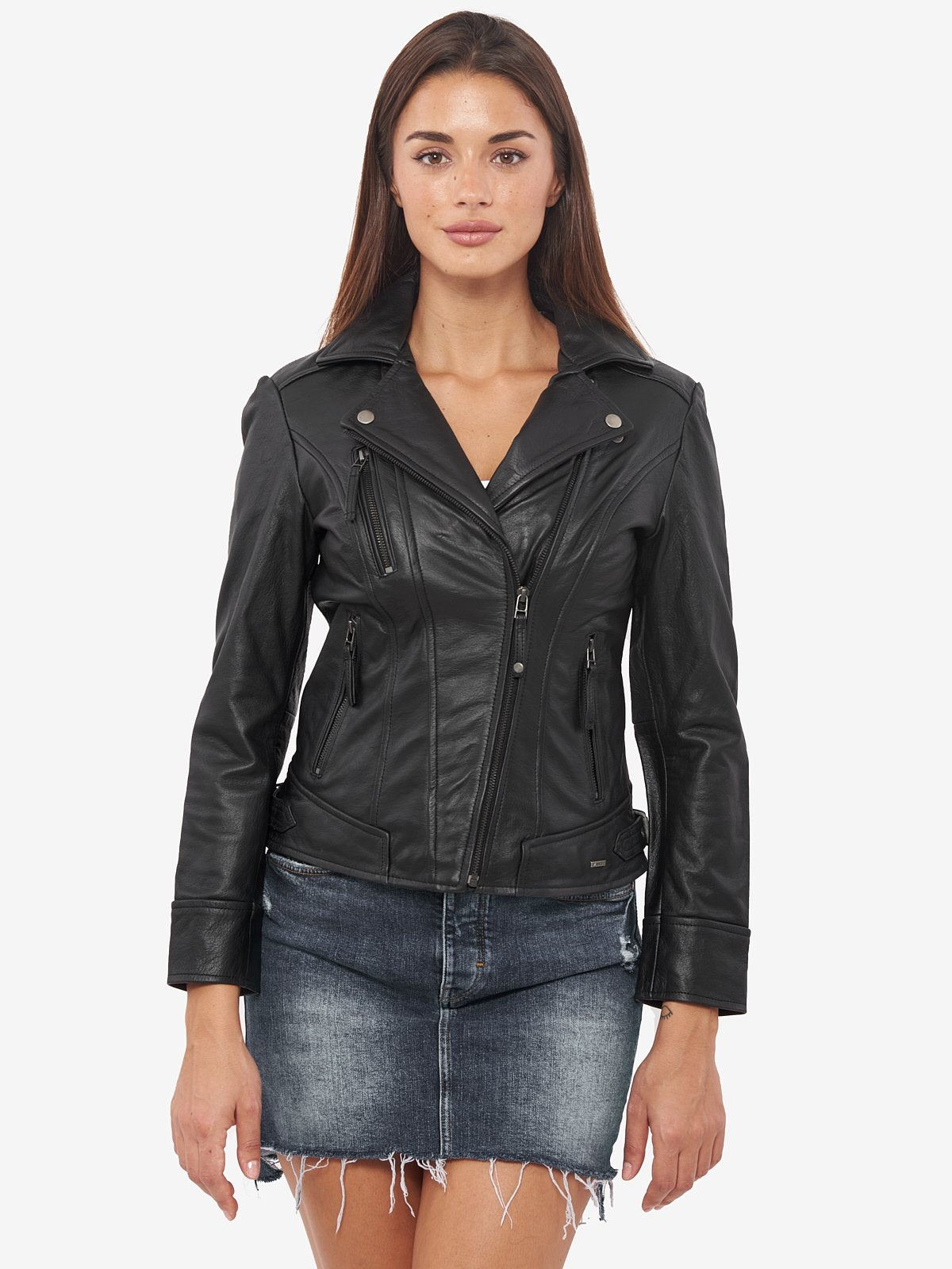 Black Biker Short Body GRIVETY Leather Jacket