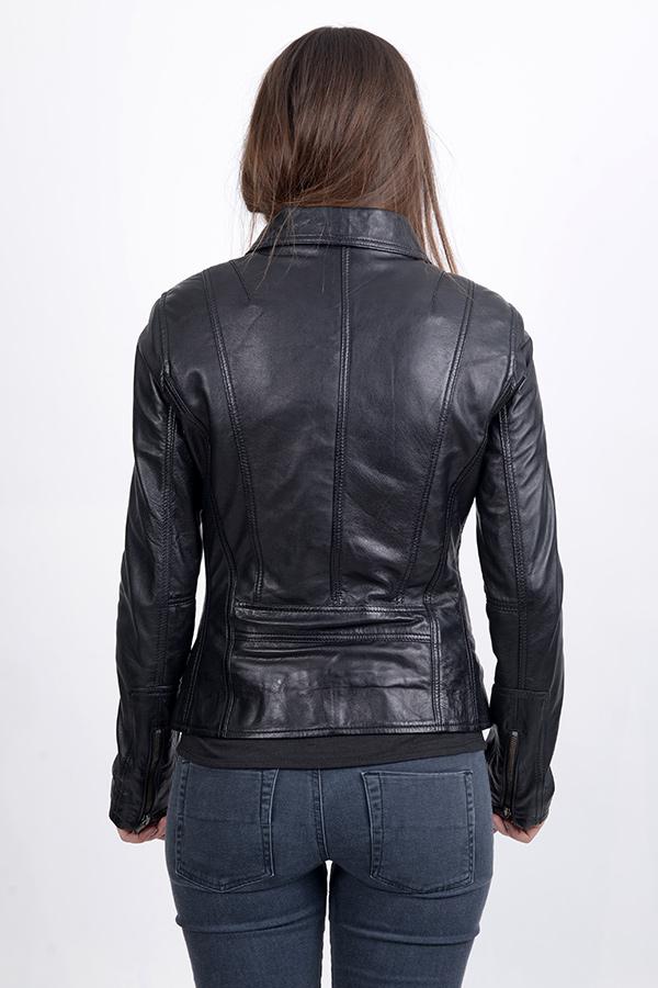 Women Classic Black Biker HARIOX F-L 40 Leather Jacket