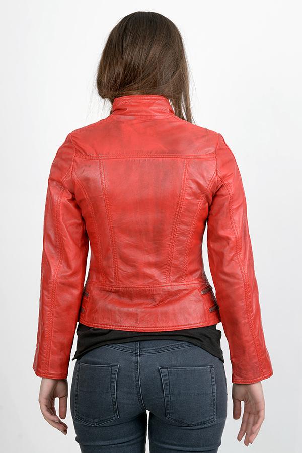 Women Red Bomber AWICLO F-L 33  Sheep Skin Leather Jacket