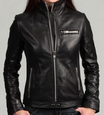Hot Girl  black leather jacket