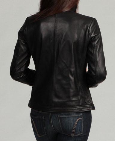 Hot Girl  black leather jacket