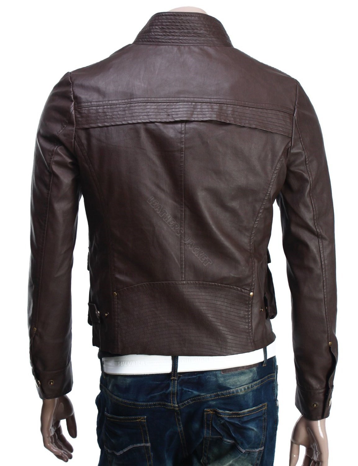 Men slim fit leather jacket