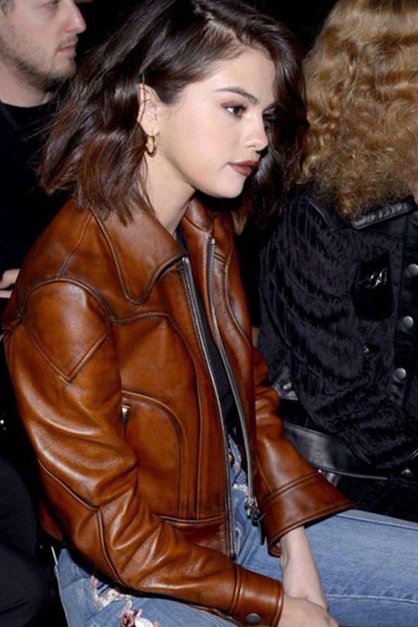 Elegant Selena Gomez Leather Jacket For Women